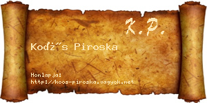 Koós Piroska névjegykártya
